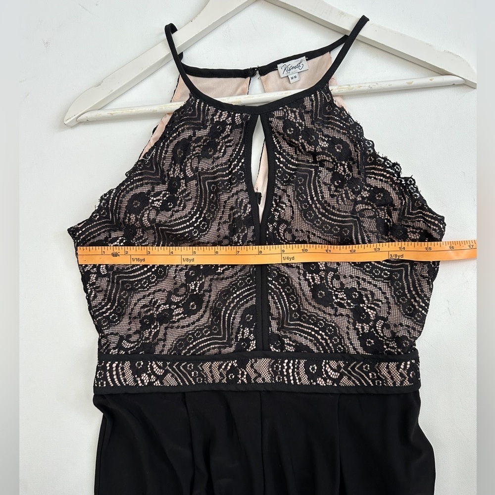 Lace Halter Jumpsuit - Black Straight Leg Lightweight- “Kismet” Size Medium - Picture 6 of 9